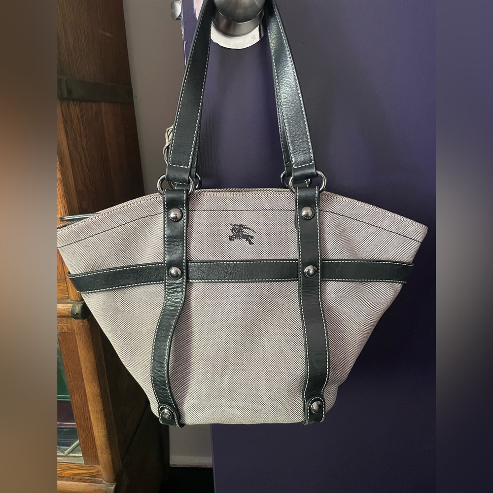 Burberry - Blue Label handbag Black and Beige Canvas Tote